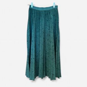 A New Day Green Paisley Boho Pleated Midi Skirt- XS